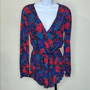 Forever 21 Floral Jumpsuit - Red and Blue